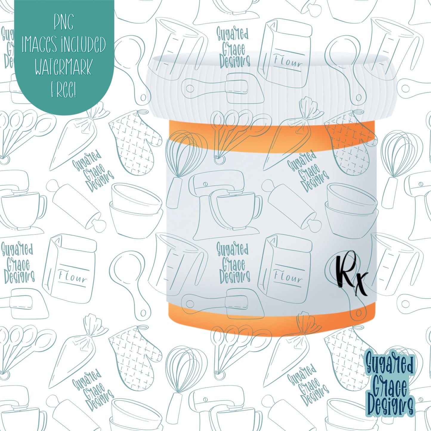 Prescription Pill Bottle Cookie Cutter with Matching PNG Images for Edible Ink Printers Including Eddie