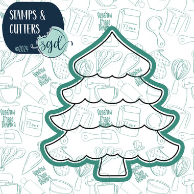 Pine Tree Cookie Cutter and Stamp for Fondant Decorating and Cake Toppers