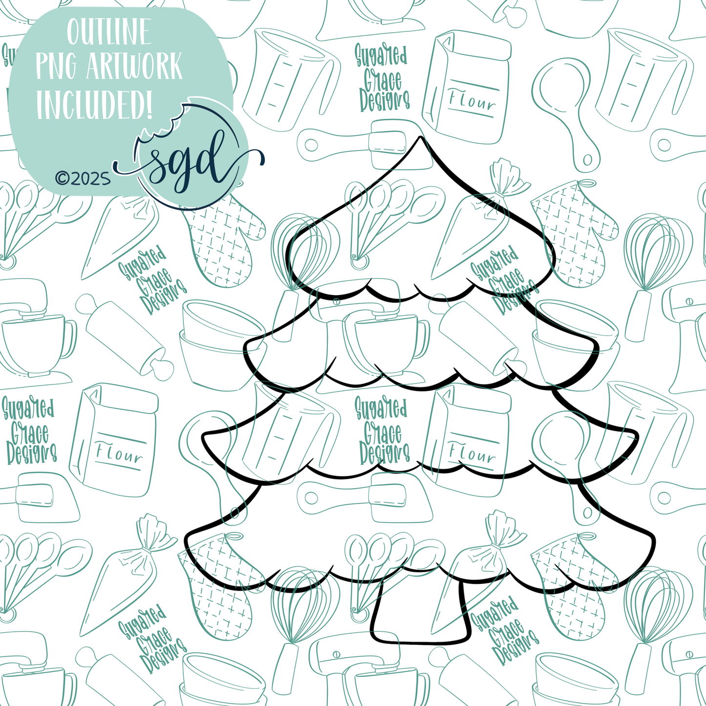 Pine Tree Cutter STL File with PNG Images to Match - For 3D Printing and Edible Ink Printers