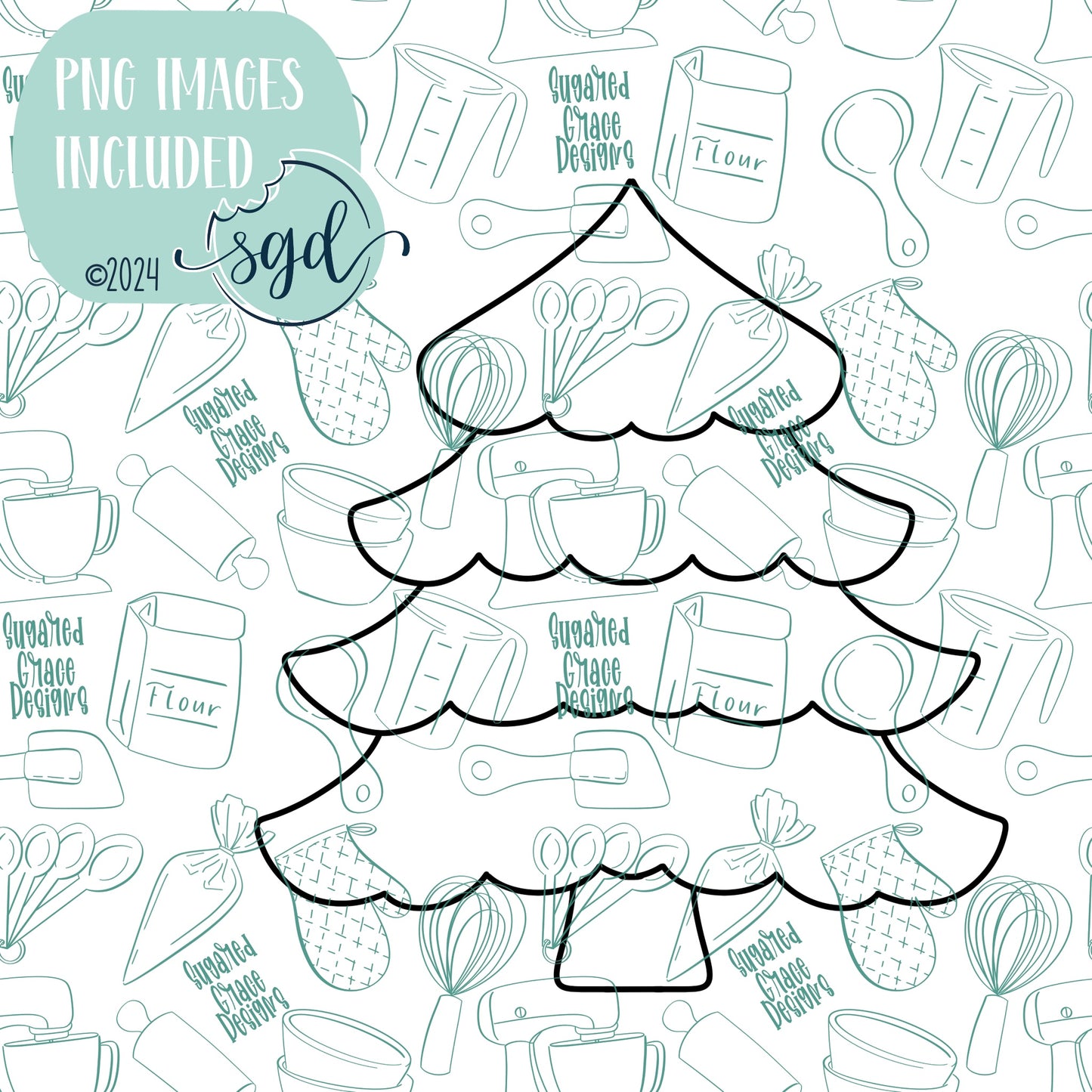 Pine Tree Cookie Cutter STL Files with PNG Images to Match - For 3D Printing and Edible Ink Printers