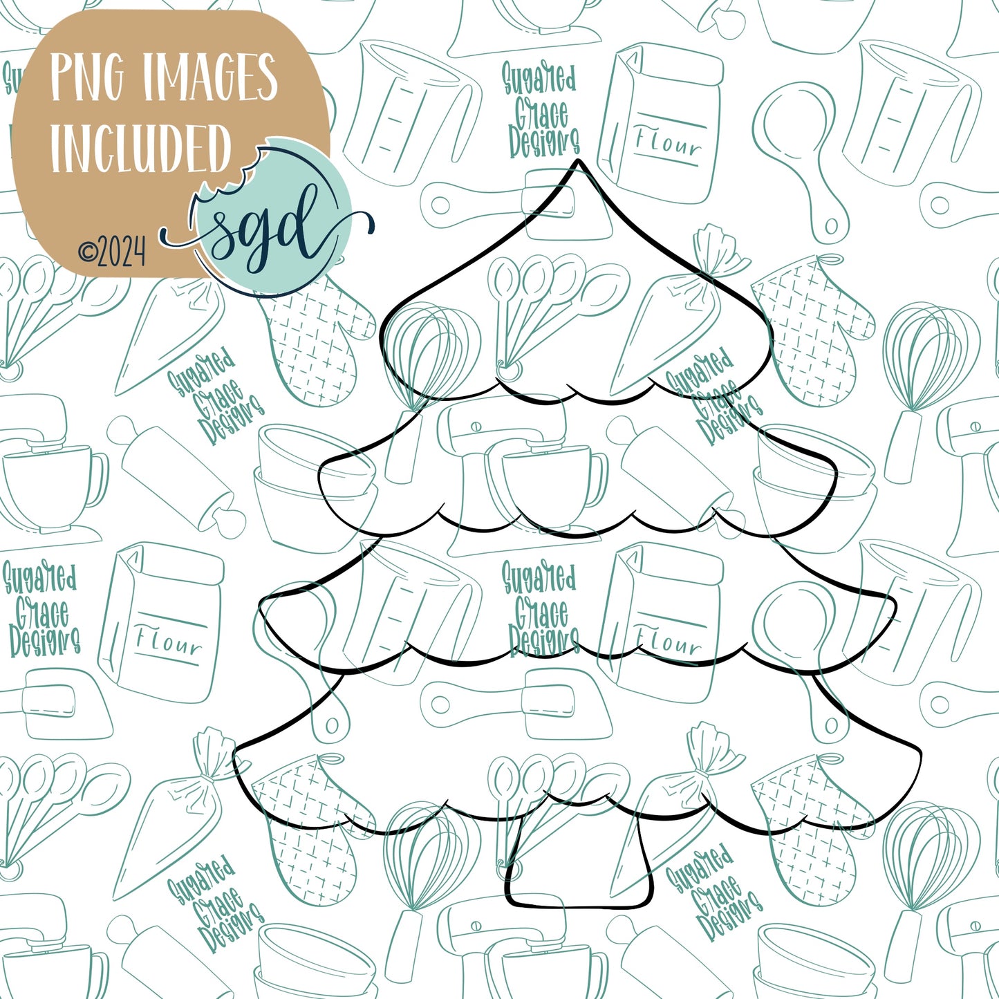 Pine Tree Practice Cookie with PNG Images to Match - 3D Printed Demonstration for Decorating Classes (Copy)