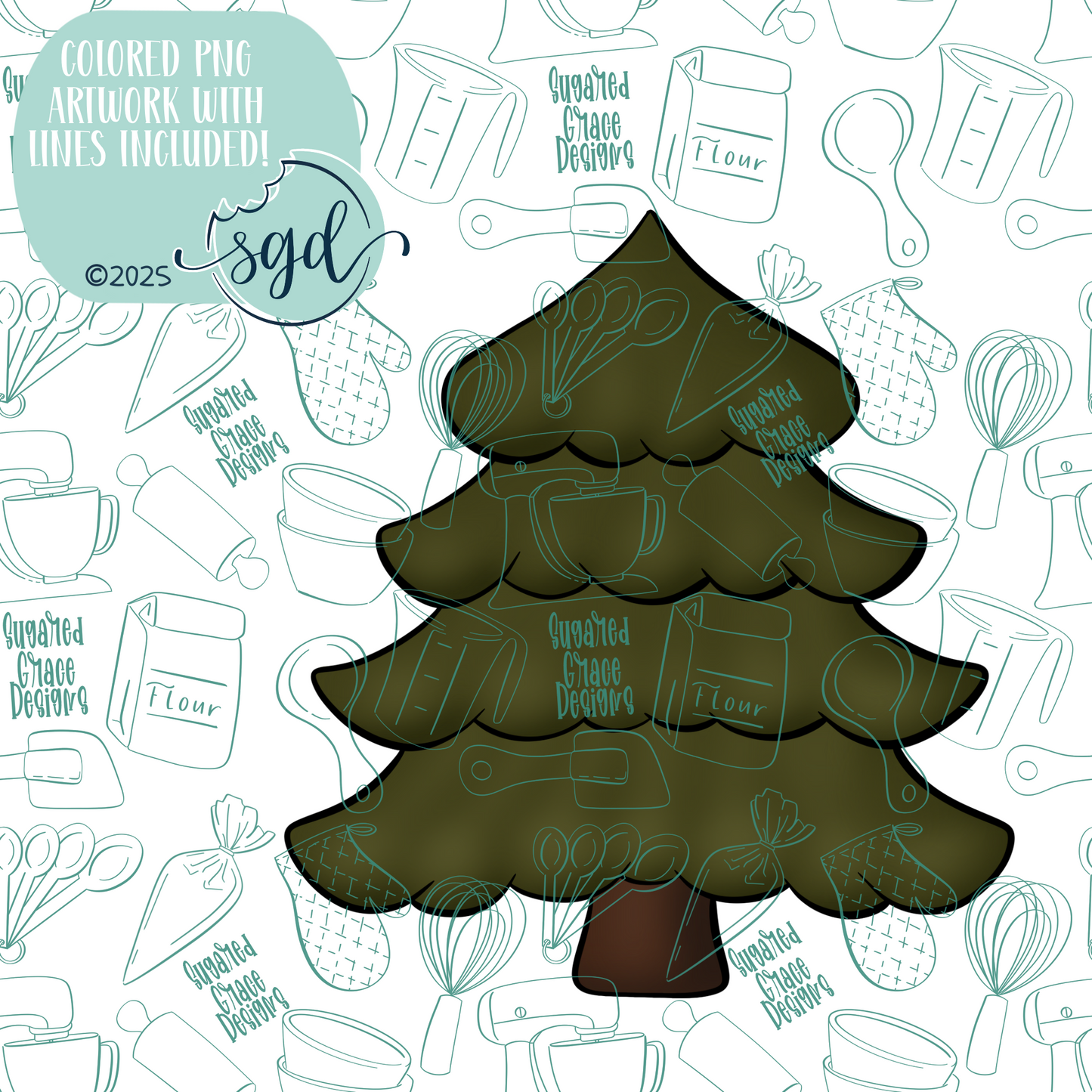 Pine Tree Cutter STL File with PNG Images to Match - For 3D Printing and Edible Ink Printers