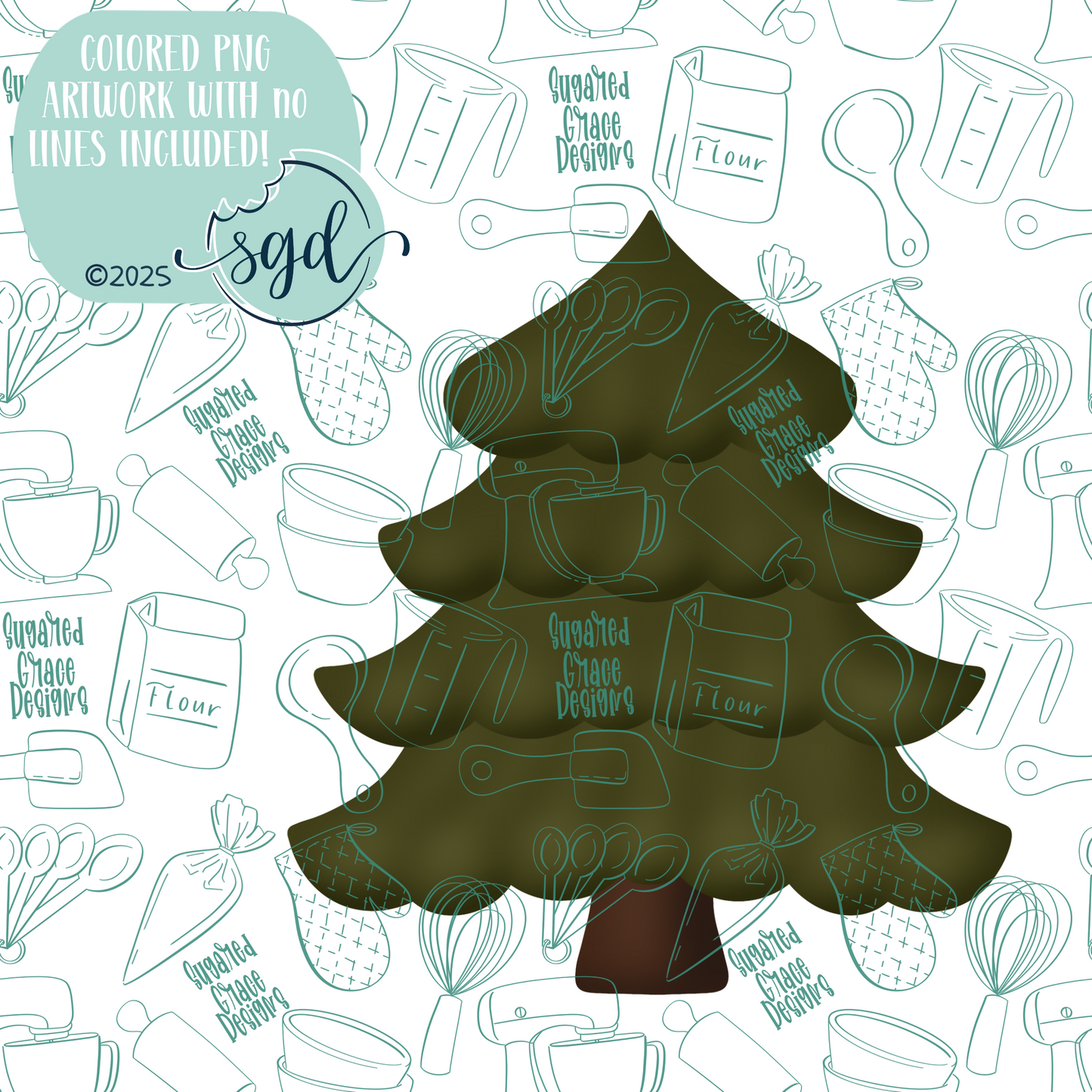 Pine Tree Cutter STL File with PNG Images to Match - For 3D Printing and Edible Ink Printers