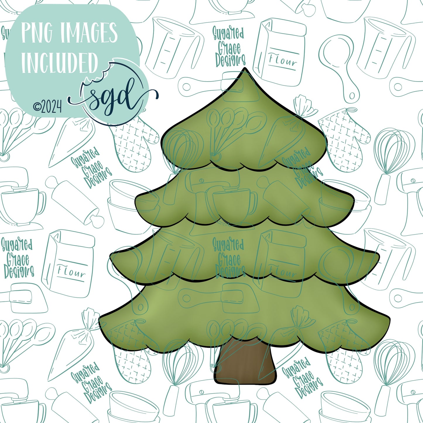Pine Tree Cookie Cutter STL Files with PNG Images to Match - For 3D Printing and Edible Ink Printers