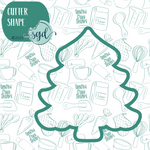Pine Tree Cookie Cutter with PNG Images to Match - Hand Drawn Graphics for Edible Ink Printers