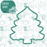 Pine Tree Cookie Cutter with PNG Images to Match - Hand Drawn Graphics for Edible Ink Printers