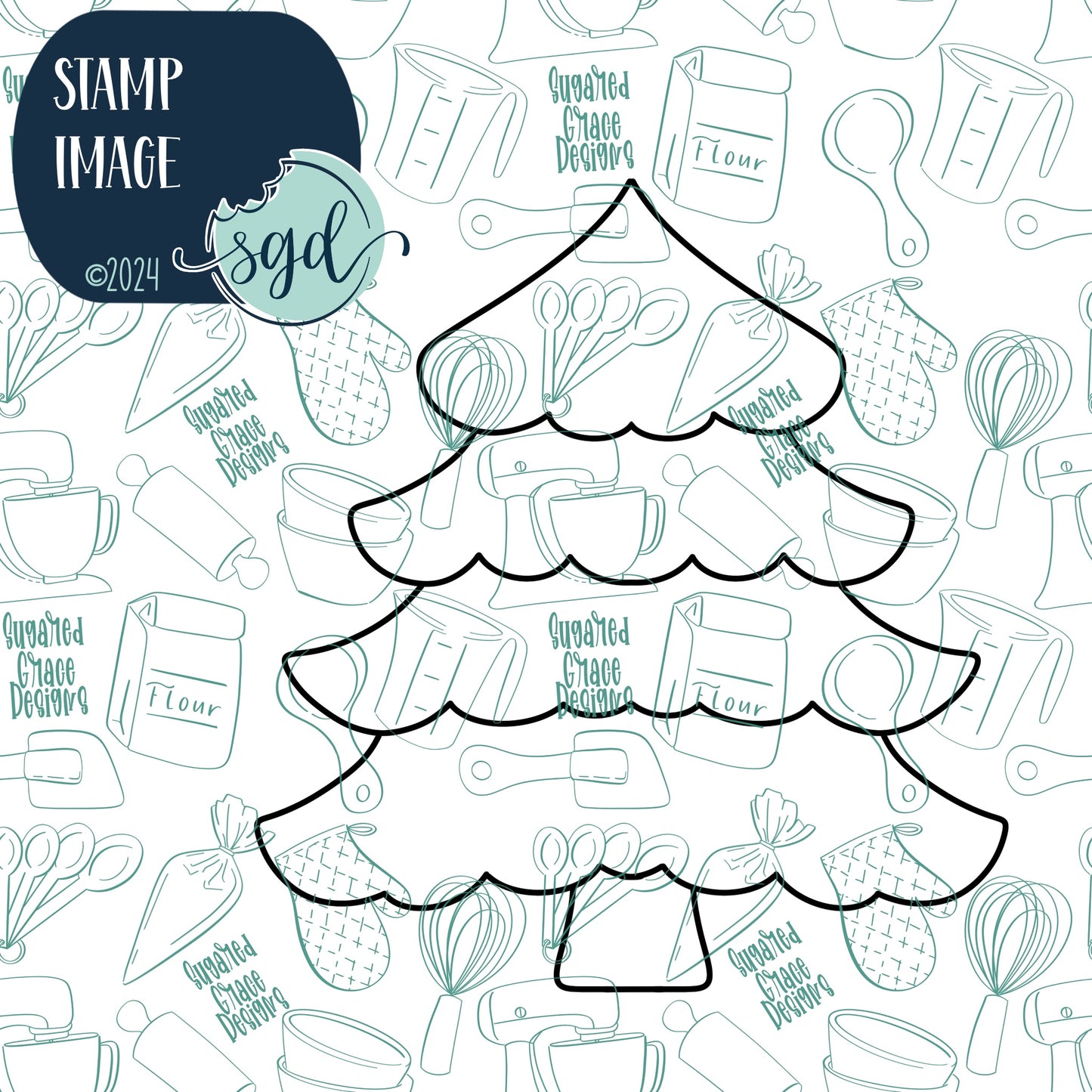 Pine Tree Cookie Cutter and Stamp for Fondant Decorating and Cake Toppers
