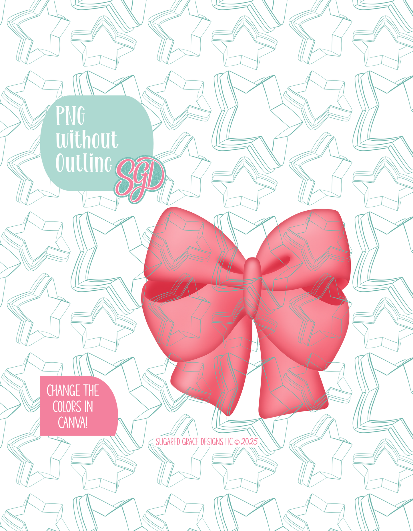 Pink Bow Cookie Cutter STL and PNG set