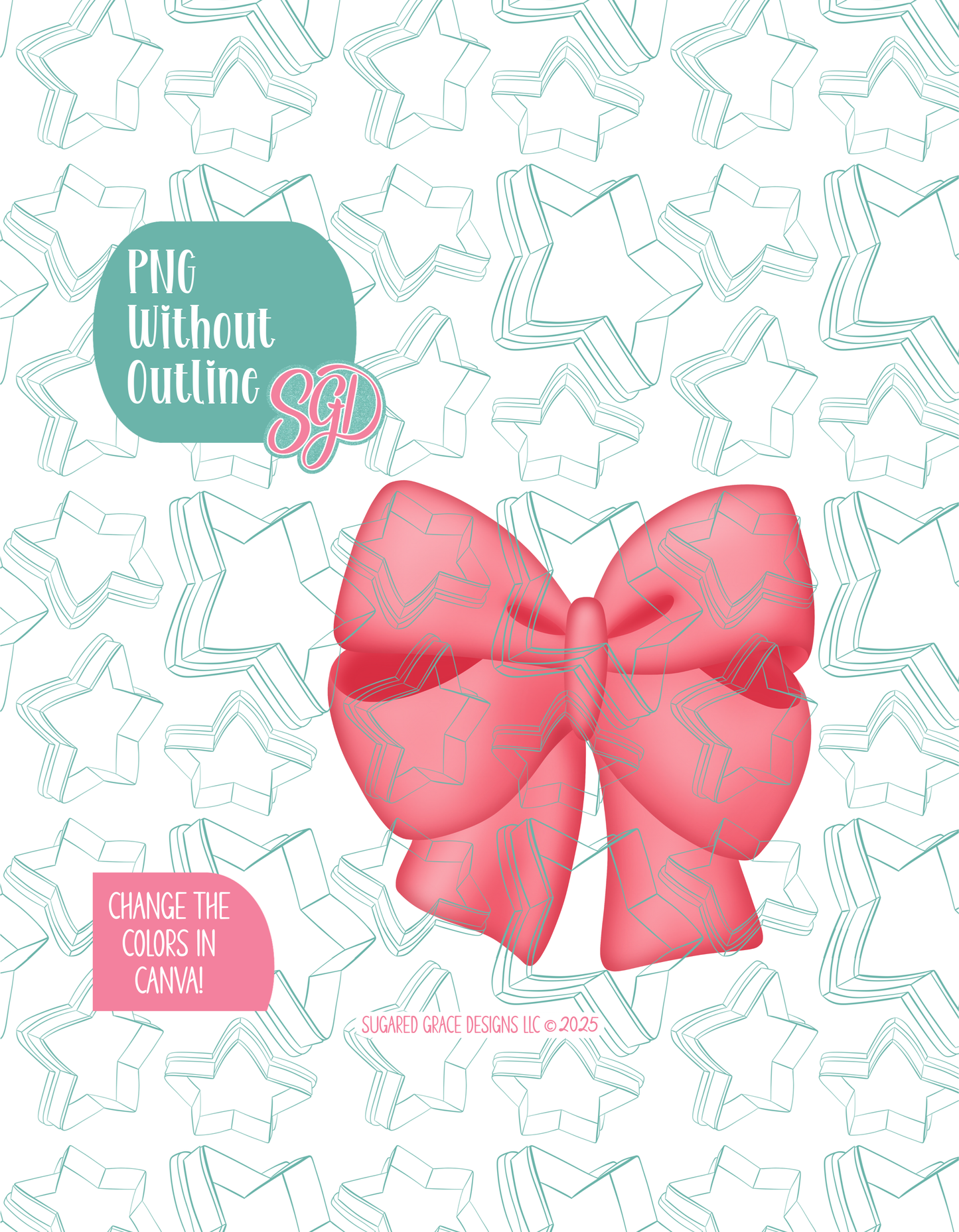 Pink Bow Cookie Cutter with matching PNG