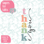 Playful Thank You PNG Image Set for Edible Ink Printers - Hand Drawn Editable Graphics