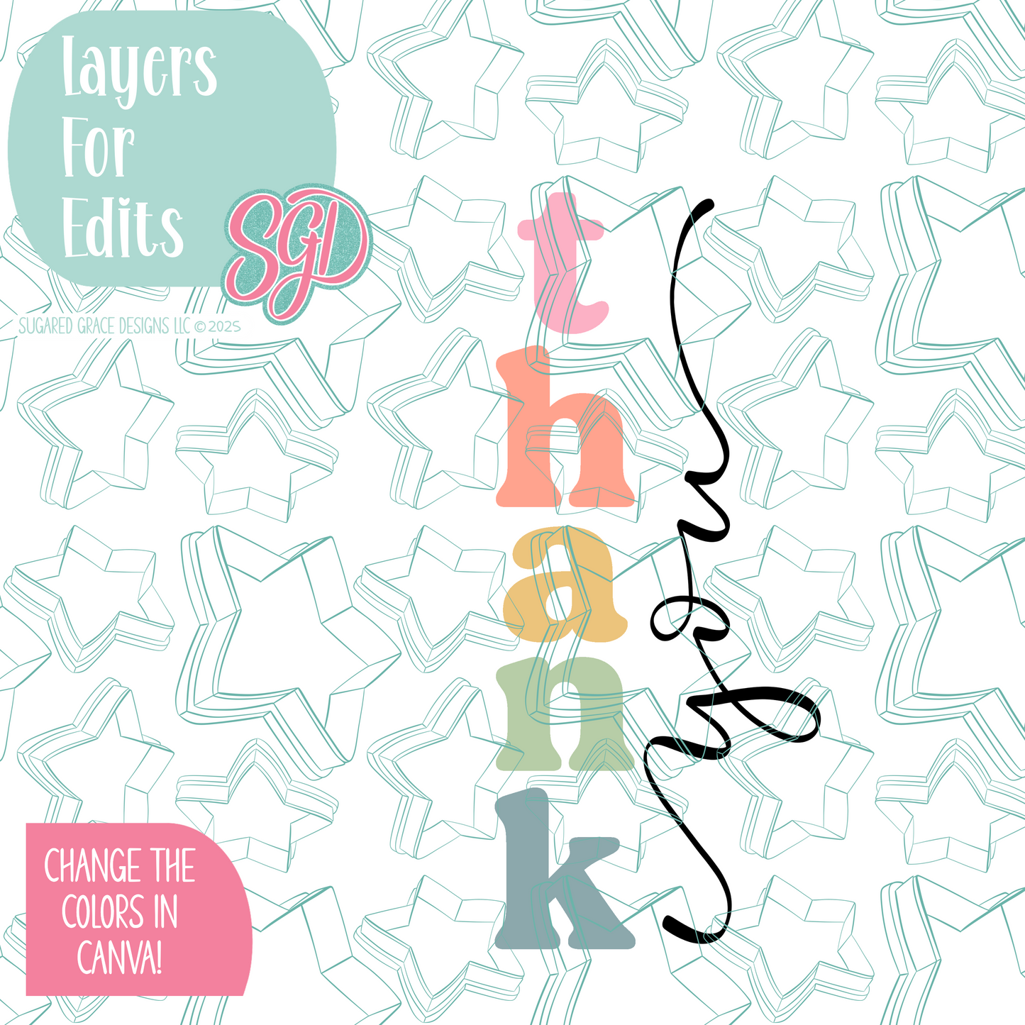 Playful Thank You Plaque Cookie Cutter STL File with PNG Images to Match - For 3D Printing and Edible Ink Printers