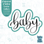 Hand lettered baby word plaque cookie cutter with png images for edible printers including Eddie