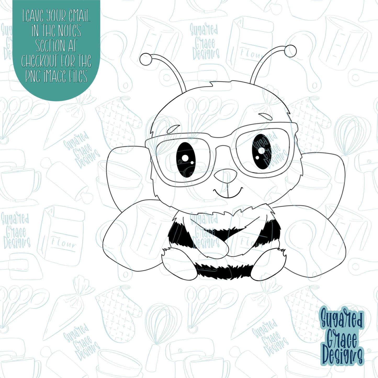 Mr Beesley Bee cookie cutter with png image for edible printers including Eddie