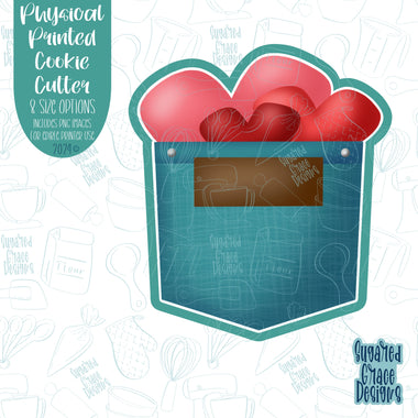 Valentines Day Pocket of Hearts Cookie Cutter with Matching PNG Images for Edible Ink Printing Including Eddie