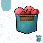 Pocket of Hearts Cookie Cutter with Matching PNG Images for Edible Ink Printers Including Eddie