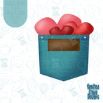 Pocket of Hearts Cookie Cutter with Matching PNG Images for Edible Ink Printers Including Eddie