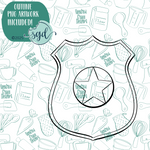 Gold Police Badge Cookie Cutter with PNG Images to Match - Hand Drawn Graphics for Edible Ink Printers