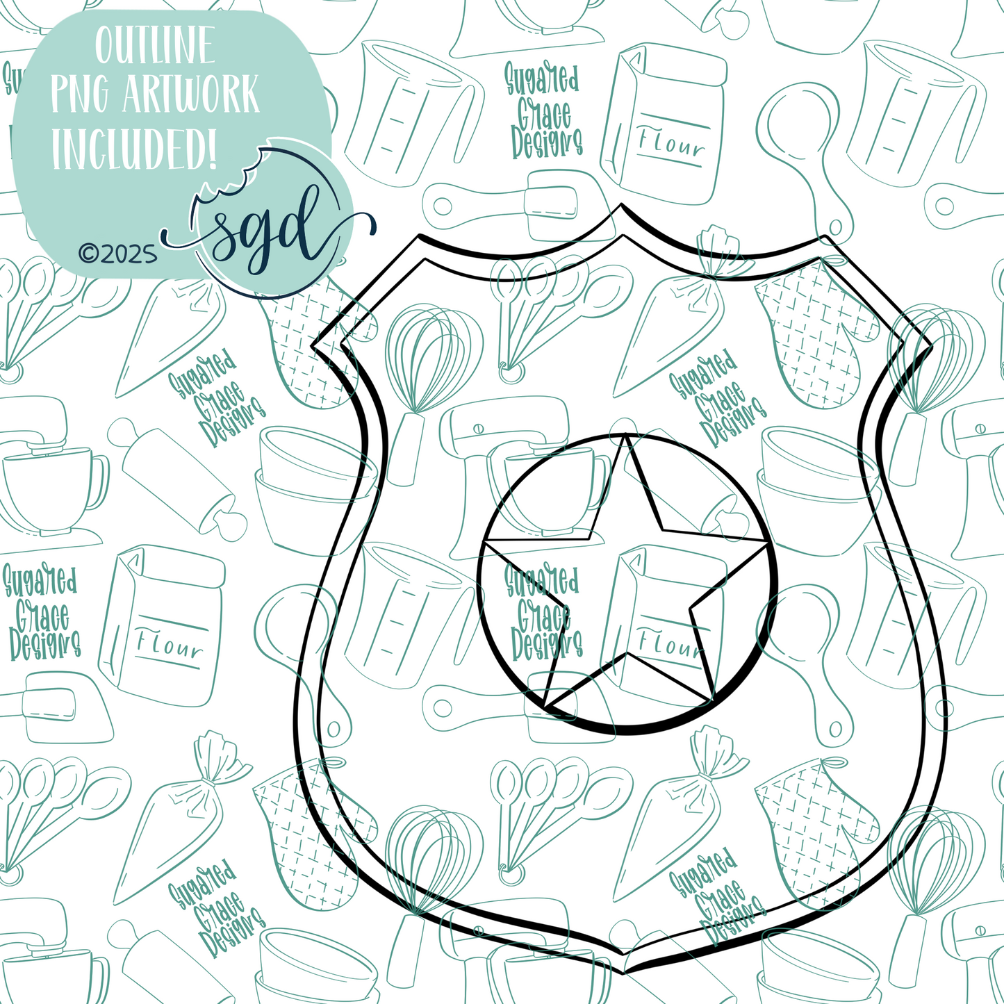 Police Badge Cookie Cutter STL File with PNG Images to Match - For 3D Printing and Edible Ink Printers