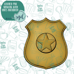 Gold Police Badge Cookie Cutter with PNG Images to Match - Hand Drawn Graphics for Edible Ink Printers