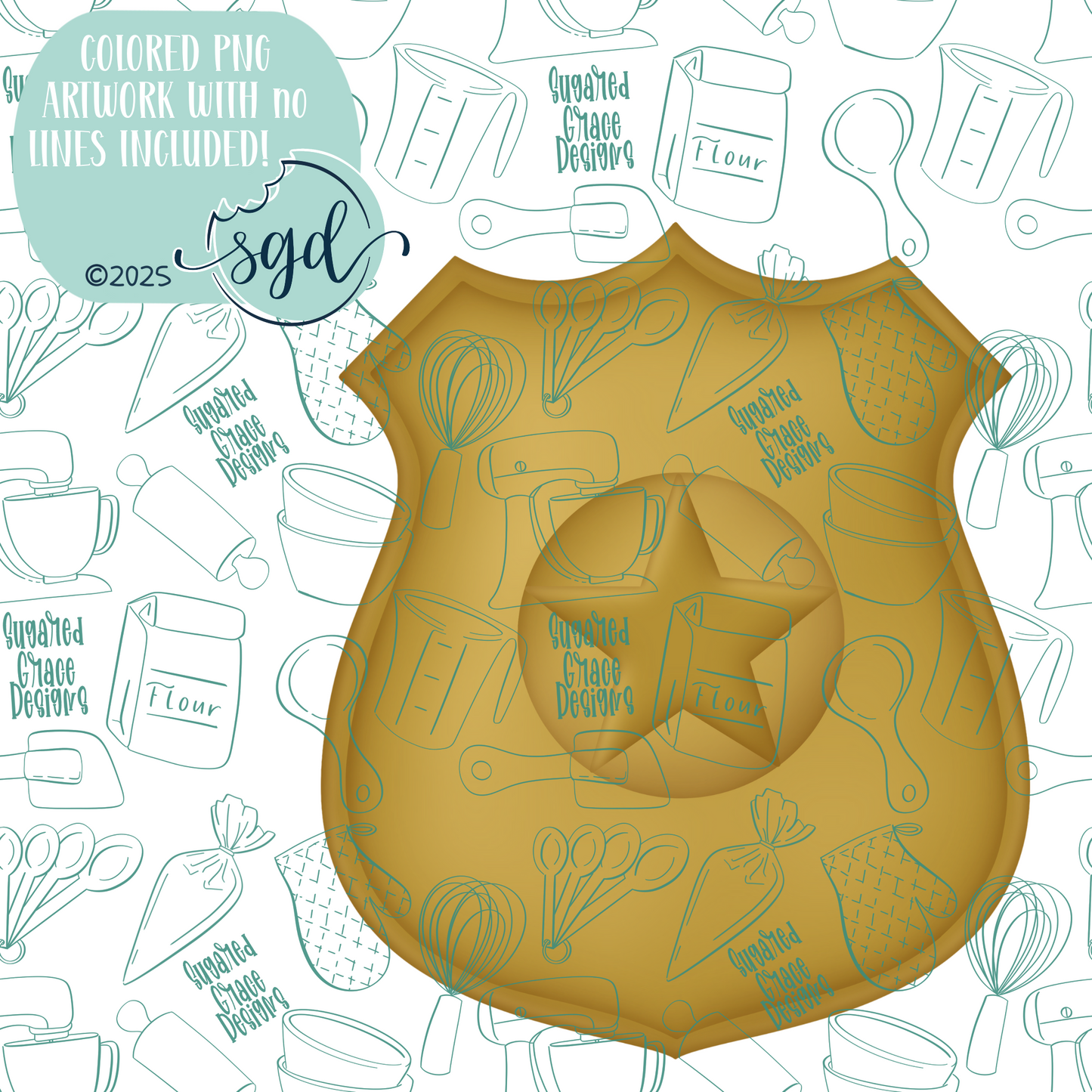 Police Badge Cookie Cutter STL File with PNG Images to Match - For 3D Printing and Edible Ink Printers