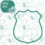 Gold Police Badge Cookie Cutter with PNG Images to Match - Hand Drawn Graphics for Edible Ink Printers