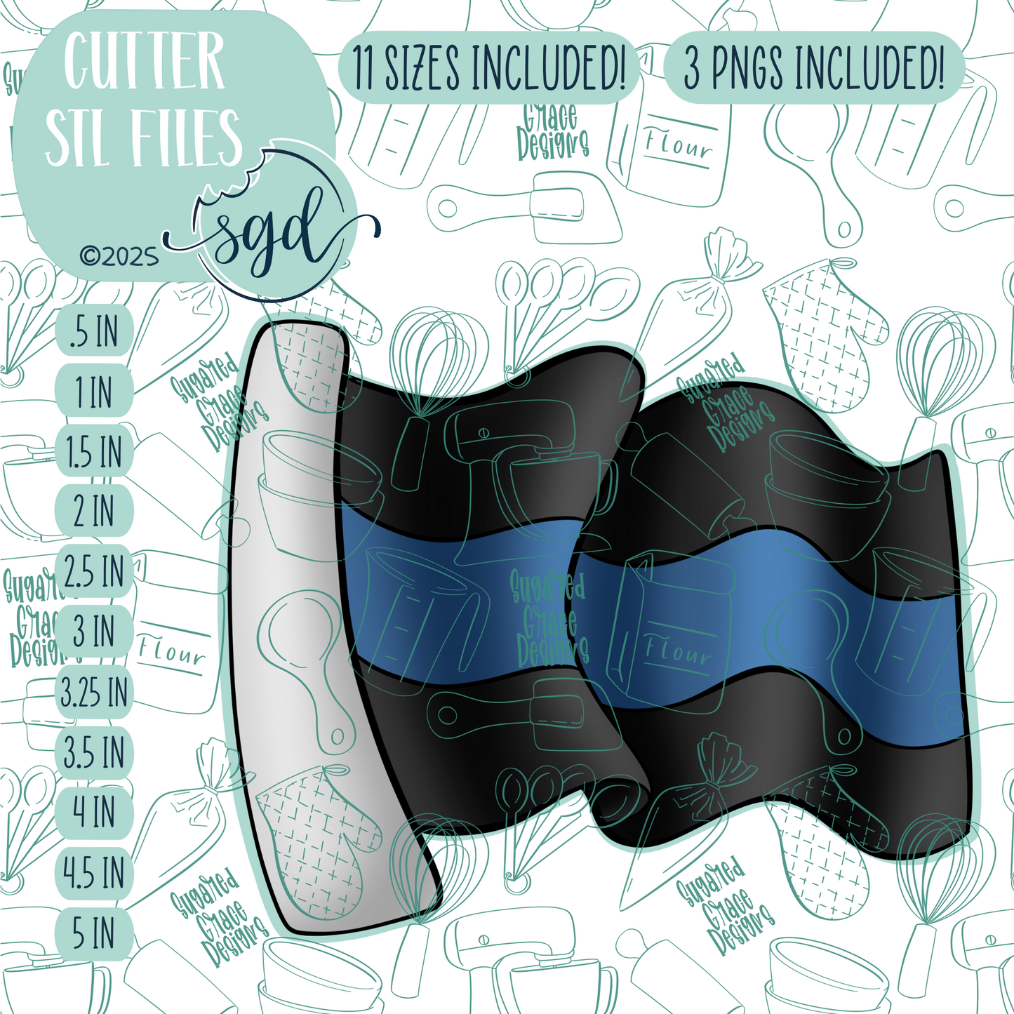 Police Flag Cookie Cutter STL File with PNG Images to Match - For 3D Printing and Edible Ink Printers
