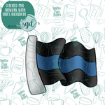 Police Flag Cookie Cutter with PNG Images to Match - Hand Drawn Graphics for Edible Ink Printers