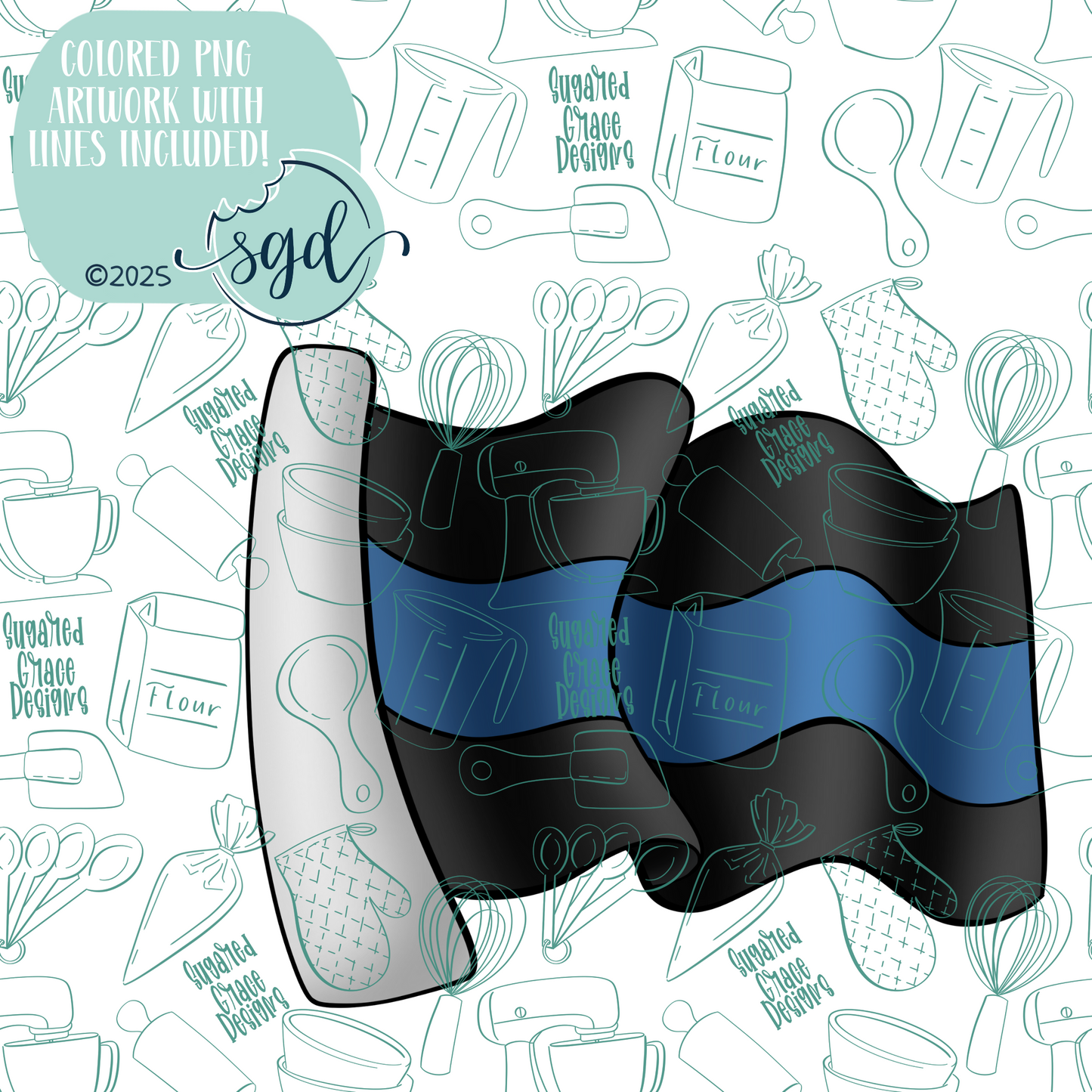 Police Flag Cookie Cutter STL File with PNG Images to Match - For 3D Printing and Edible Ink Printers