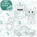 Police K-9 Cookie Cutter Set of 4 with PNG Images to Match - Hand Drawn Graphics for Edible Ink Printers