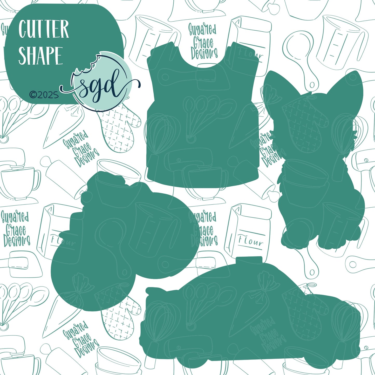 Police K-9 Cookie Cutter Set of 4 with PNG Images to Match - Hand Drawn Graphics for Edible Ink Printers