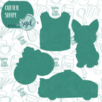 Police K-9 Cookie Cutter Set of 4 with PNG Images to Match - Hand Drawn Graphics for Edible Ink Printers