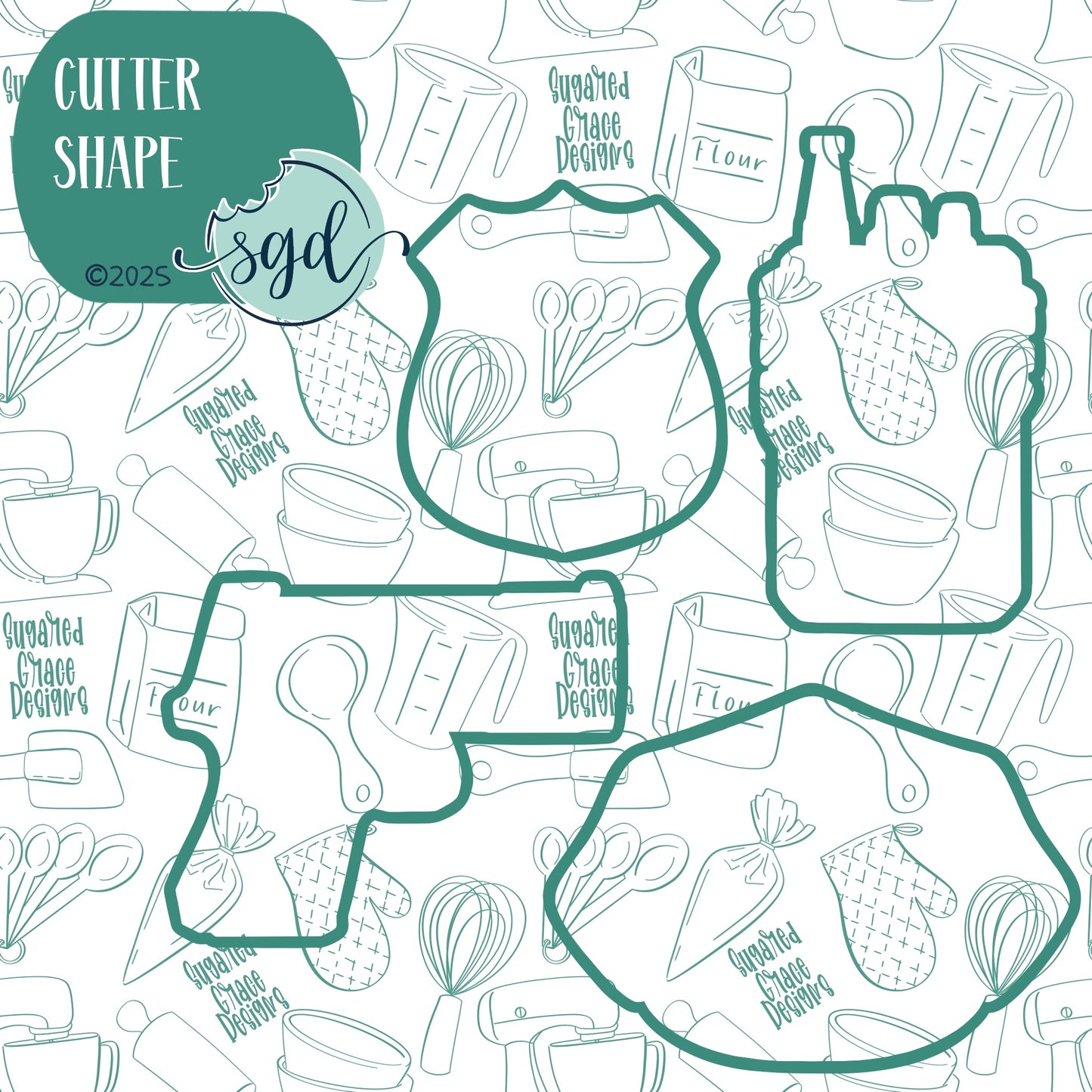 Police Cookie Cutter Set of 4 with PNG Images to Match - Hand Drawn Graphics for Edible Ink Printers