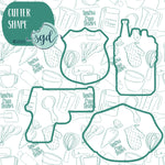 Police Cookie Cutter Set of 4 with PNG Images to Match - Hand Drawn Graphics for Edible Ink Printers