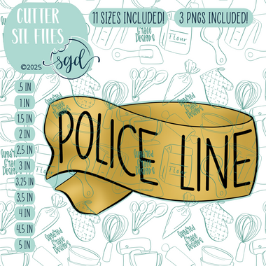 Police Tape Cookie Cutter STL File with PNG Images to Match - For 3D Printing and Edible Ink Printers