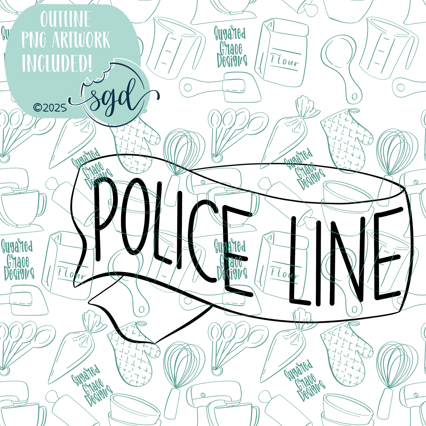 Police Tape Cookie Cutter STL File with PNG Images to Match - For 3D Printing and Edible Ink Printers