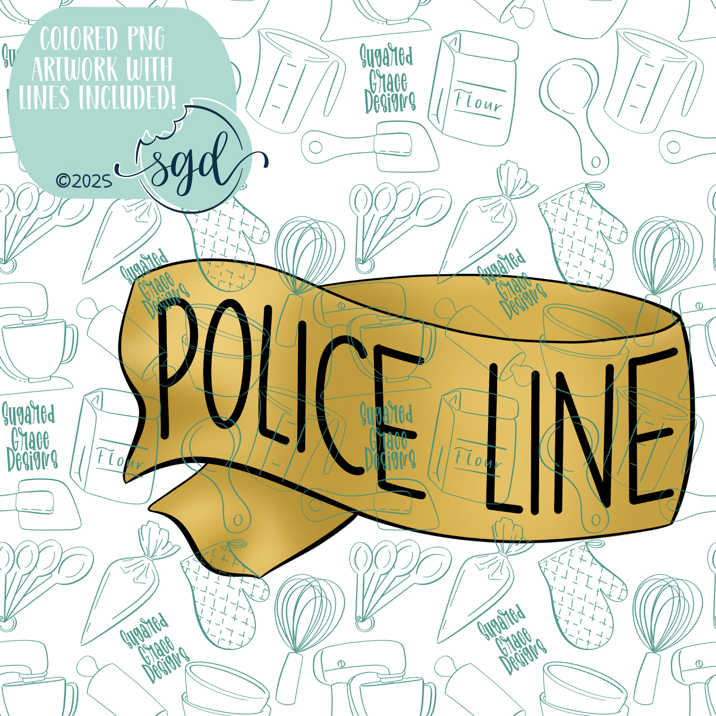 Police Tape Cookie Cutter STL File with PNG Images to Match - For 3D Printing and Edible Ink Printers