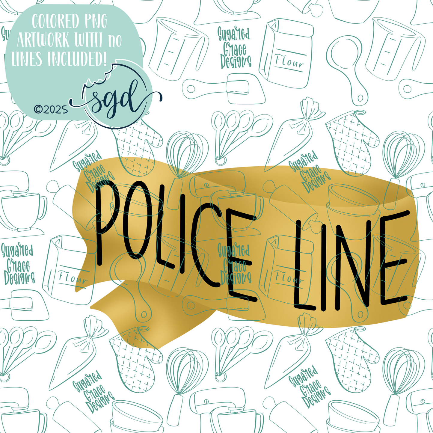 Police Tape Cookie Cutter STL File with PNG Images to Match - For 3D Printing and Edible Ink Printers