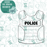 Police Vest Cookie Cutter with PNG Images to Match - Hand Drawn Graphics for Edible Ink Printers