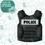 Police Vest Cookie Cutter with PNG Images to Match - Hand Drawn Graphics for Edible Ink Printers