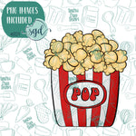 Kernel Popcorn Bucket Cookie Cutter with PNG Images to Match - Hand Drawn Graphics for Edible Ink Printers