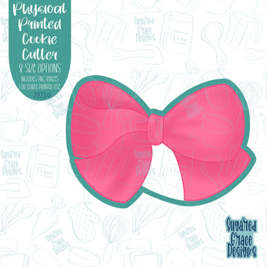 Pink bow cookie cutter with png images for edible printers including Eddie