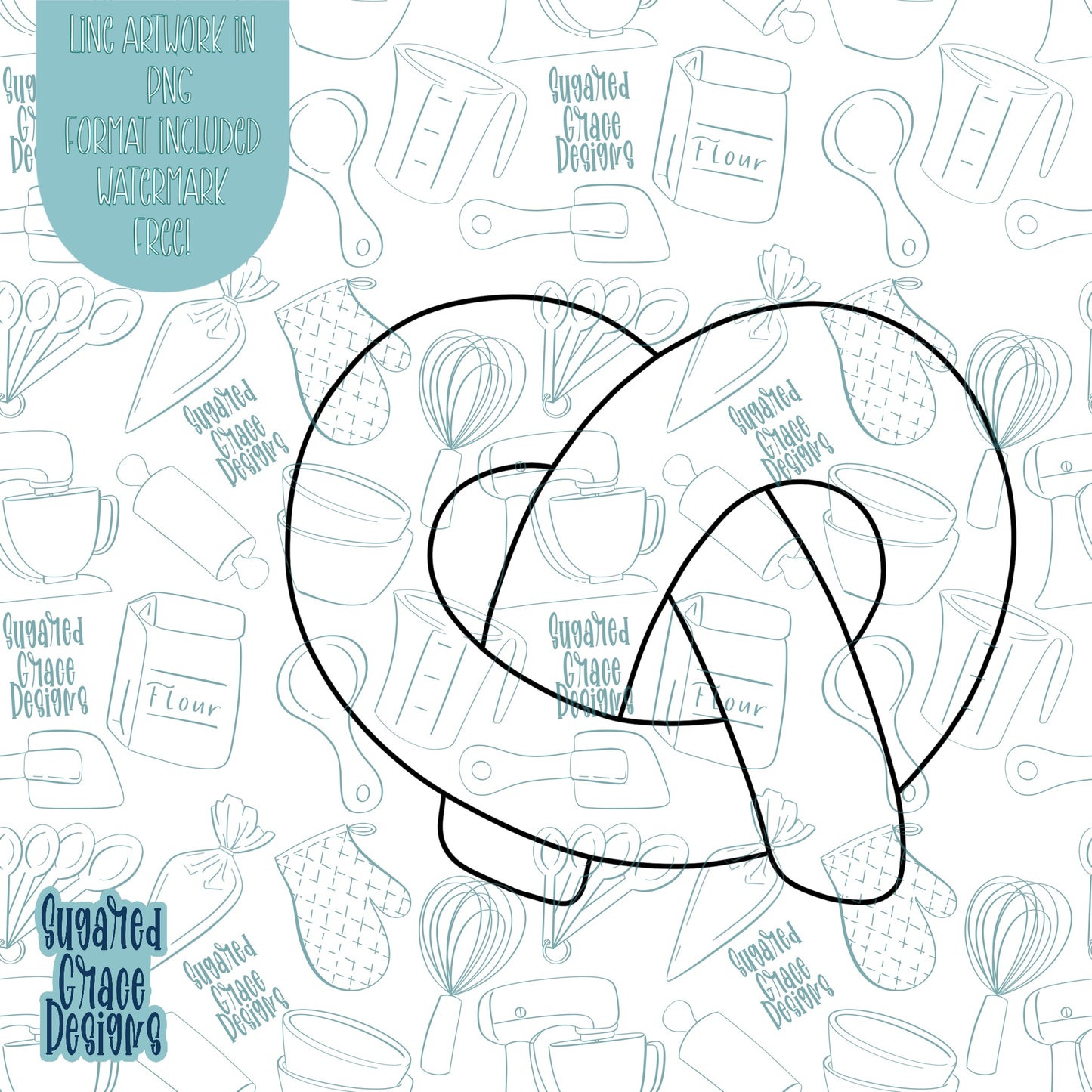 Pretzel Cookie Cutter STL Files for 3D Printing with Matching Printable PNG Images for Edible Ink Printers Including Eddie
