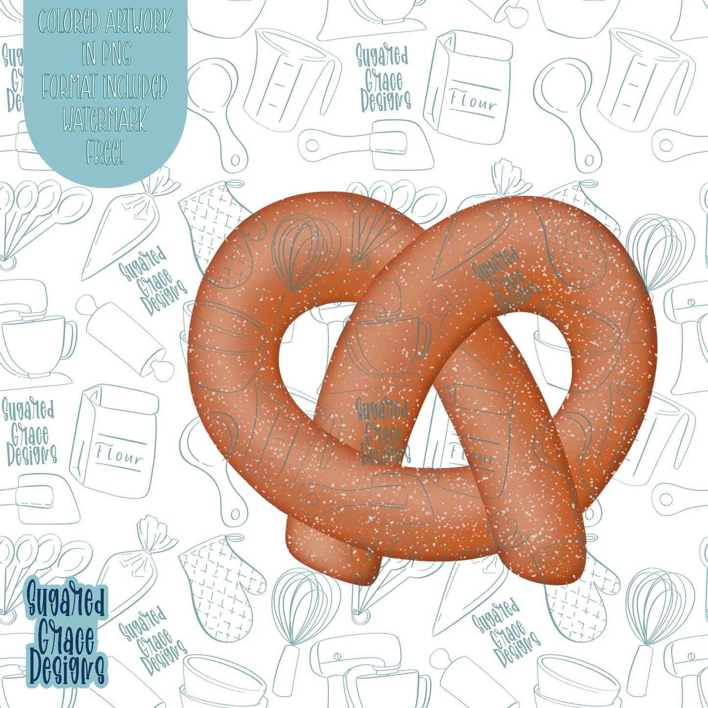 Pretzel Cookie Cutter STL Files for 3D Printing with Matching Printable PNG Images for Edible Ink Printers Including Eddie