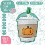 Iced Pumpkin Spice Latte Cookie Cutter with PNG Images to Match - Hand Drawn Graphics for Edible Ink Printers