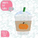 Iced Pumpkin Spice Latte PNG Image Set for Edible Ink Printers - Hand Drawn Editable Graphics
