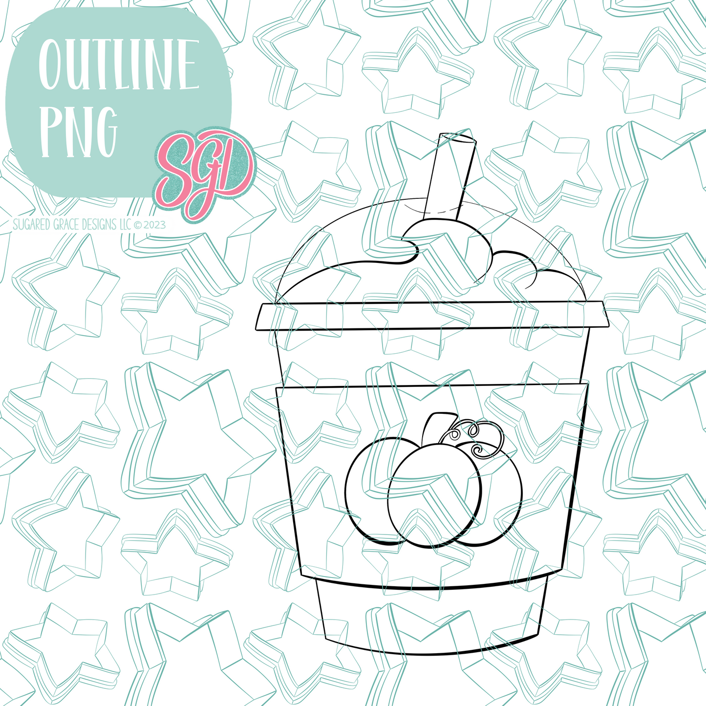 Iced Pumpkin Spice Latte Cookie Cutter STL File with PNG Images to Match - For 3D Printing and Edible Ink Printers
