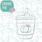 Iced Pumpkin Spice Latte Cookie Cutter with PNG Images to Match - Hand Drawn Graphics for Edible Ink Printers
