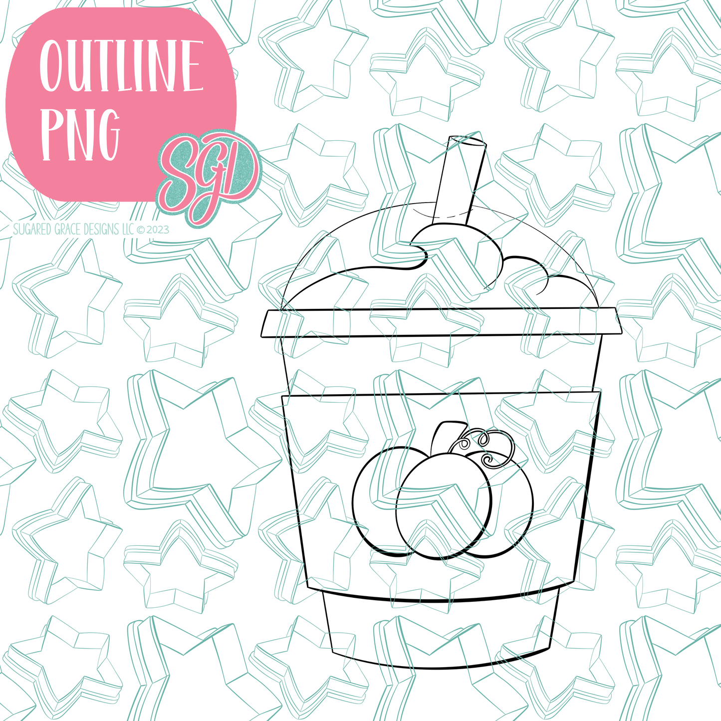 Iced Pumpkin Spice Latte PNG Image Set for Edible Ink Printers - Hand Drawn Editable Graphics