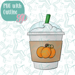 Iced Pumpkin Spice Latte Cookie Cutter with PNG Images to Match - Hand Drawn Graphics for Edible Ink Printers