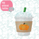 Iced Pumpkin Spice Latte PNG Image Set for Edible Ink Printers - Hand Drawn Editable Graphics